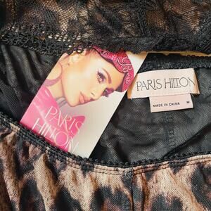Paris Hilton Leopard Mesh Cami Wide Leg Lounge Set Size M NWT